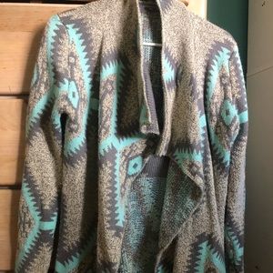 Oversized Grey and Blue Charlotte Russe Cardigan